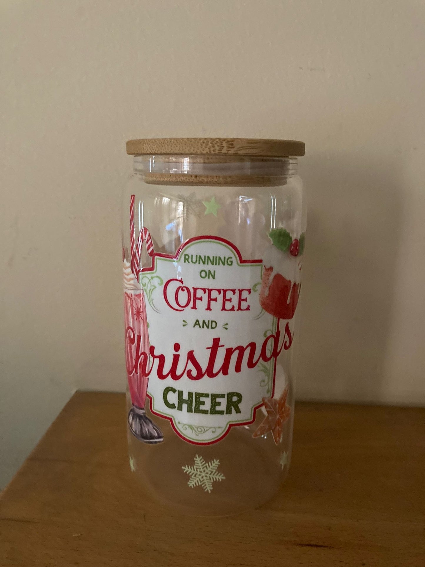 16oz Glass Jar Christmas design