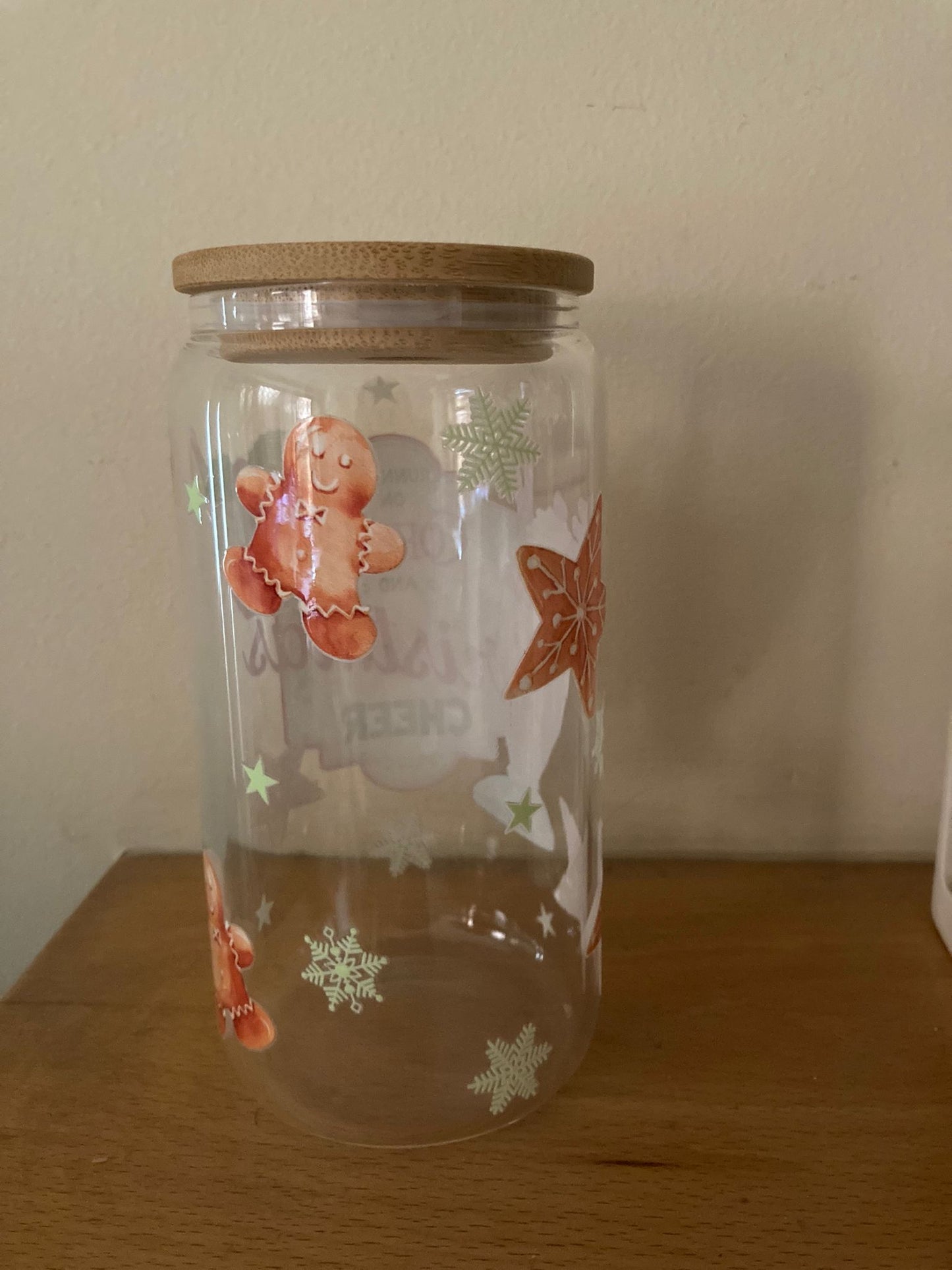 16oz Glass Jar Christmas design