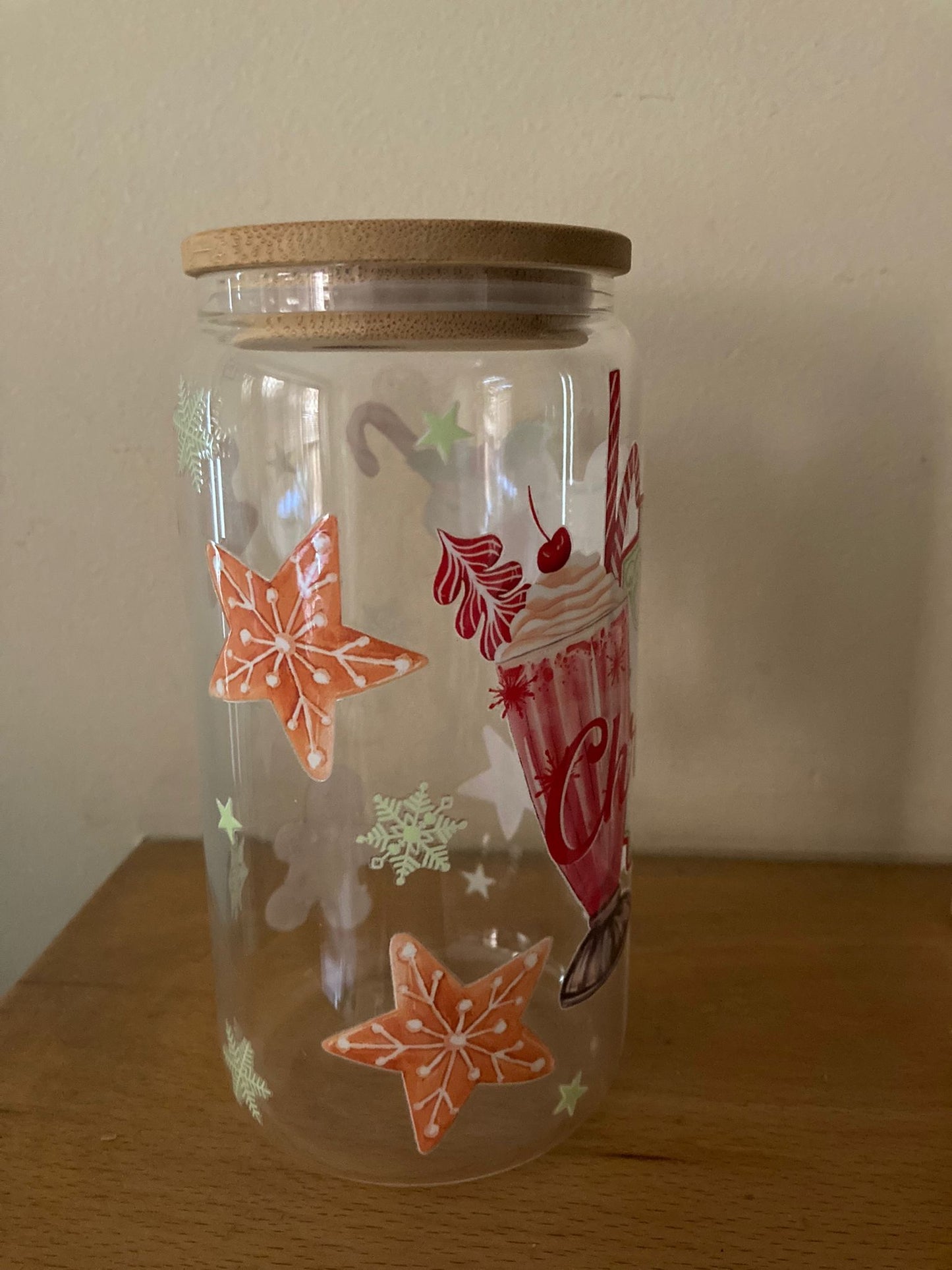 16oz Glass Jar Christmas design