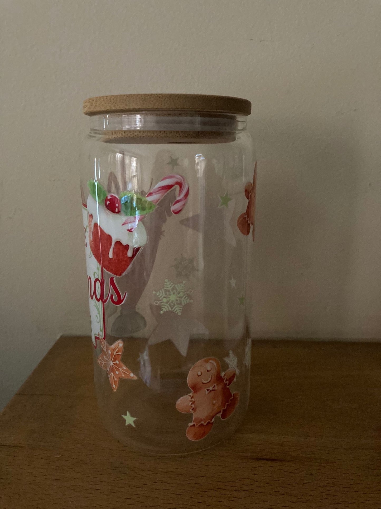 16oz Glass Jar Christmas design