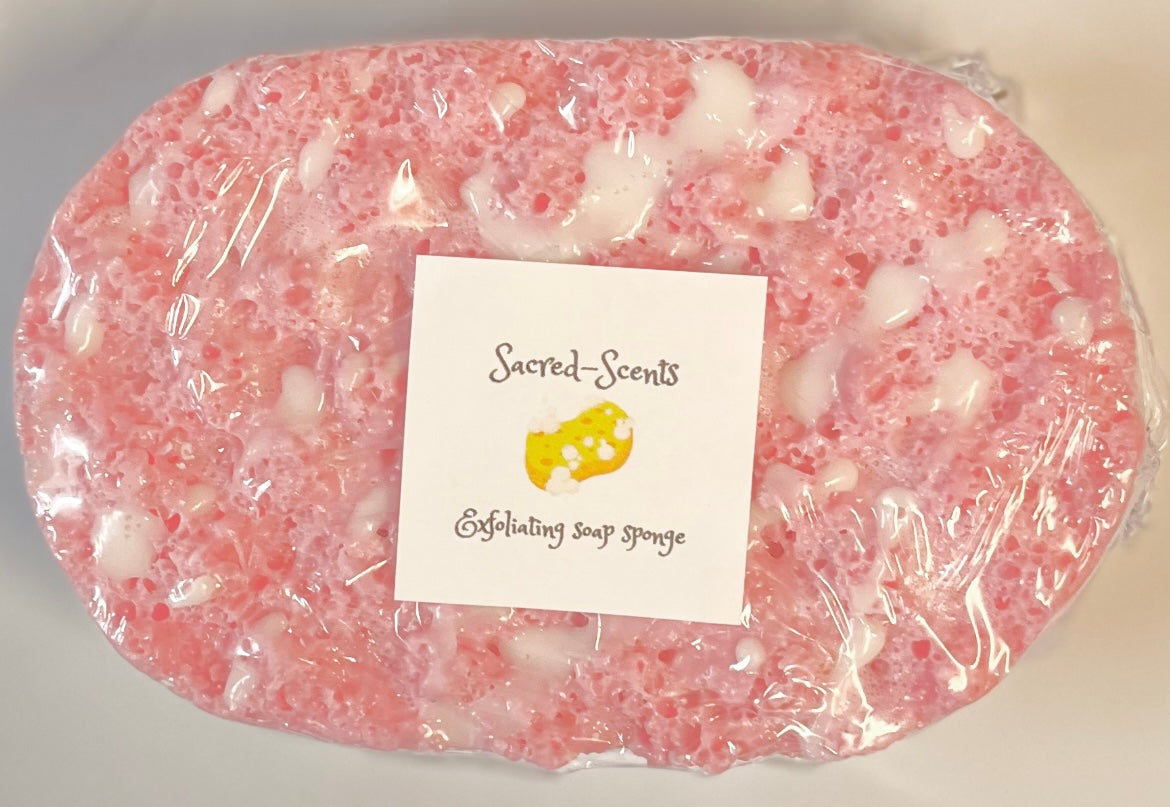 Marshmallow & Pink Lychee Scented Exfoliating Soap Sponge