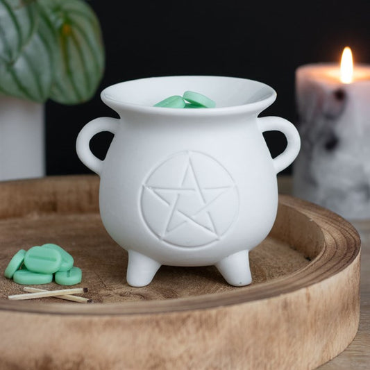 White Pentagram Cauldron Burner